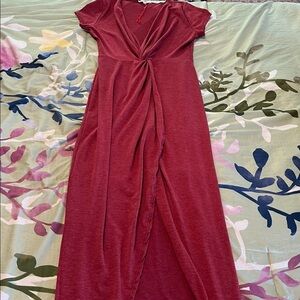 Short sleeve twist front maxi dress